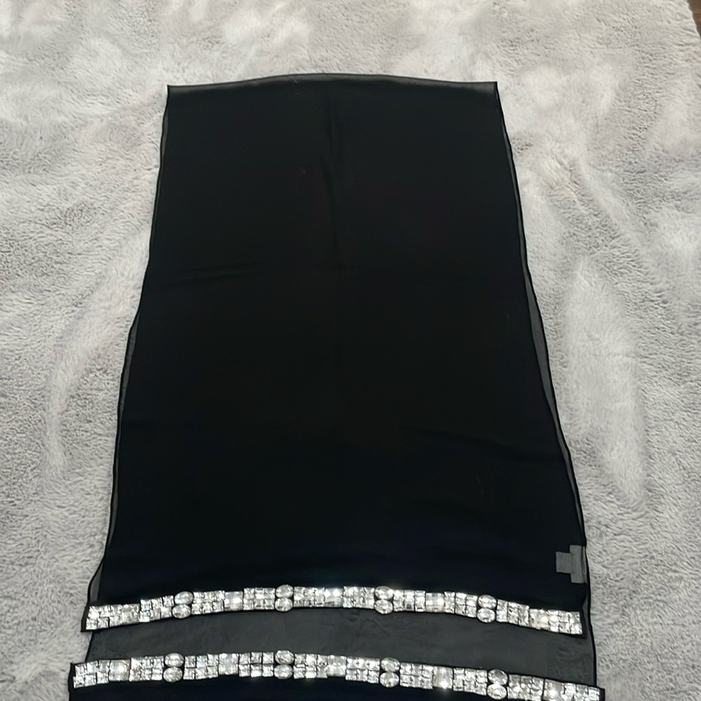 Steve Madden black polyester scarf with rhinestones on both sides